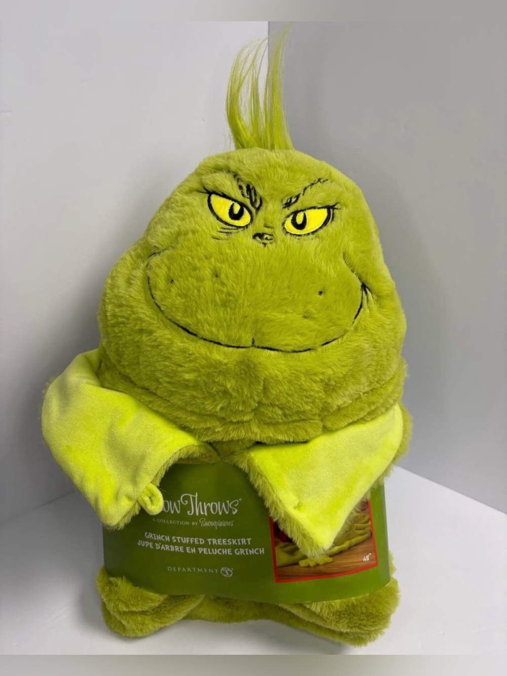 Department 56 - The Grinch Stuffed Christmas Tree Skirt Lime Green 48x48 in NWT